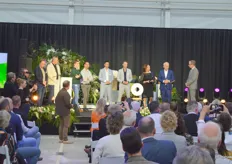 De vier genomineerden van de Tuinbouw Ondernemersprijs op het podium